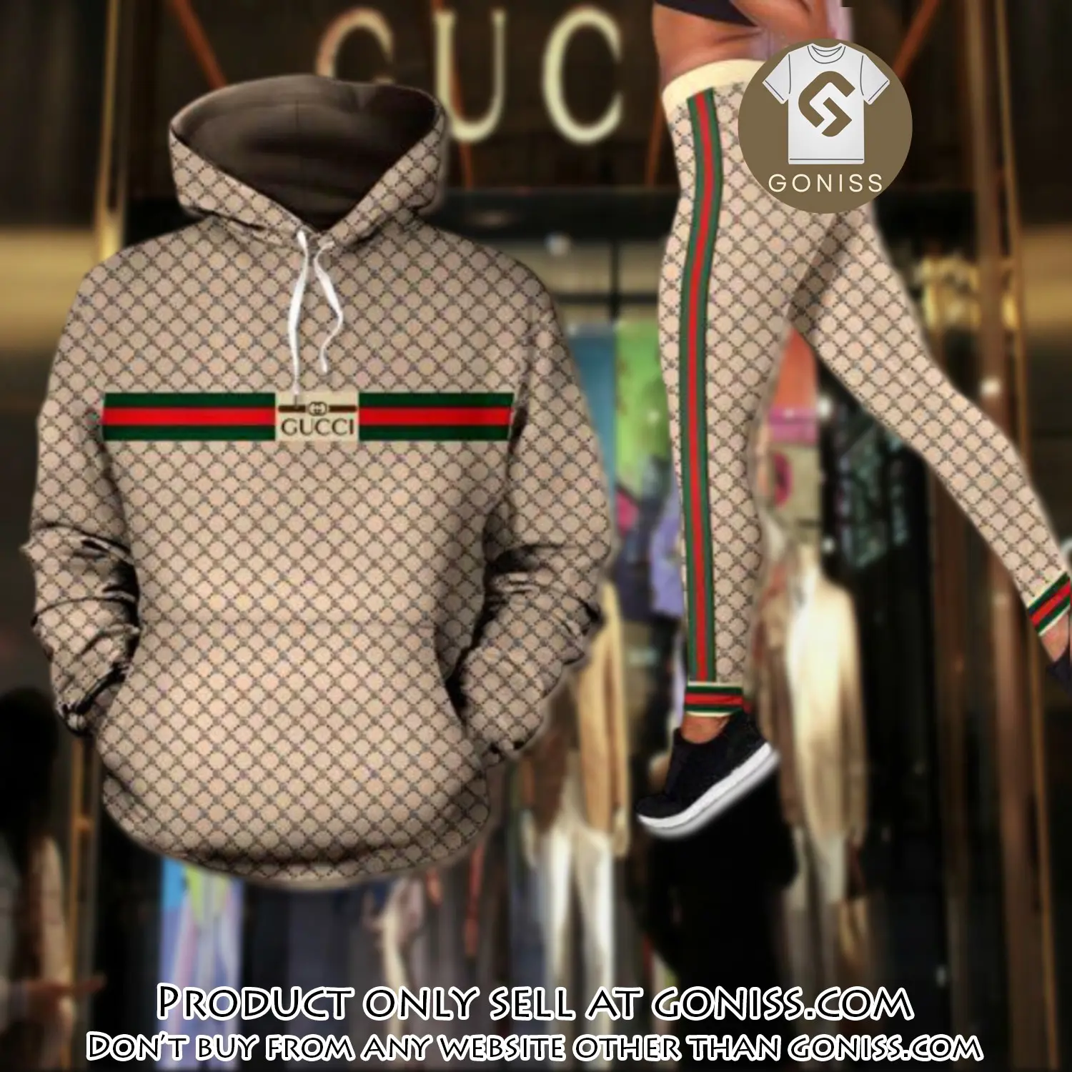 Gucci stripe hoodie legging set luxury for women vpm gn0042124
